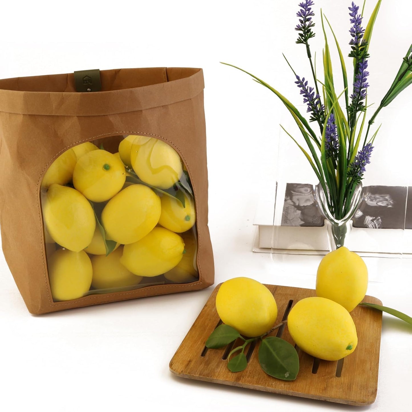 9PCS Artificial Lemon, Realistic Fake Fruit Lemon Ornaments, Summer Fruit Party Photography Teaching Props for Home Kitchen Table（Yellow）