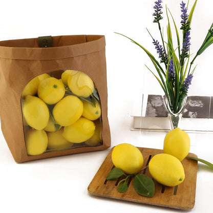 9PCS Artificial Lemon, Realistic Fake Fruit Lemon Ornaments, Summer Fruit Party Photography Teaching Props for Home Kitchen Table（Yellow）