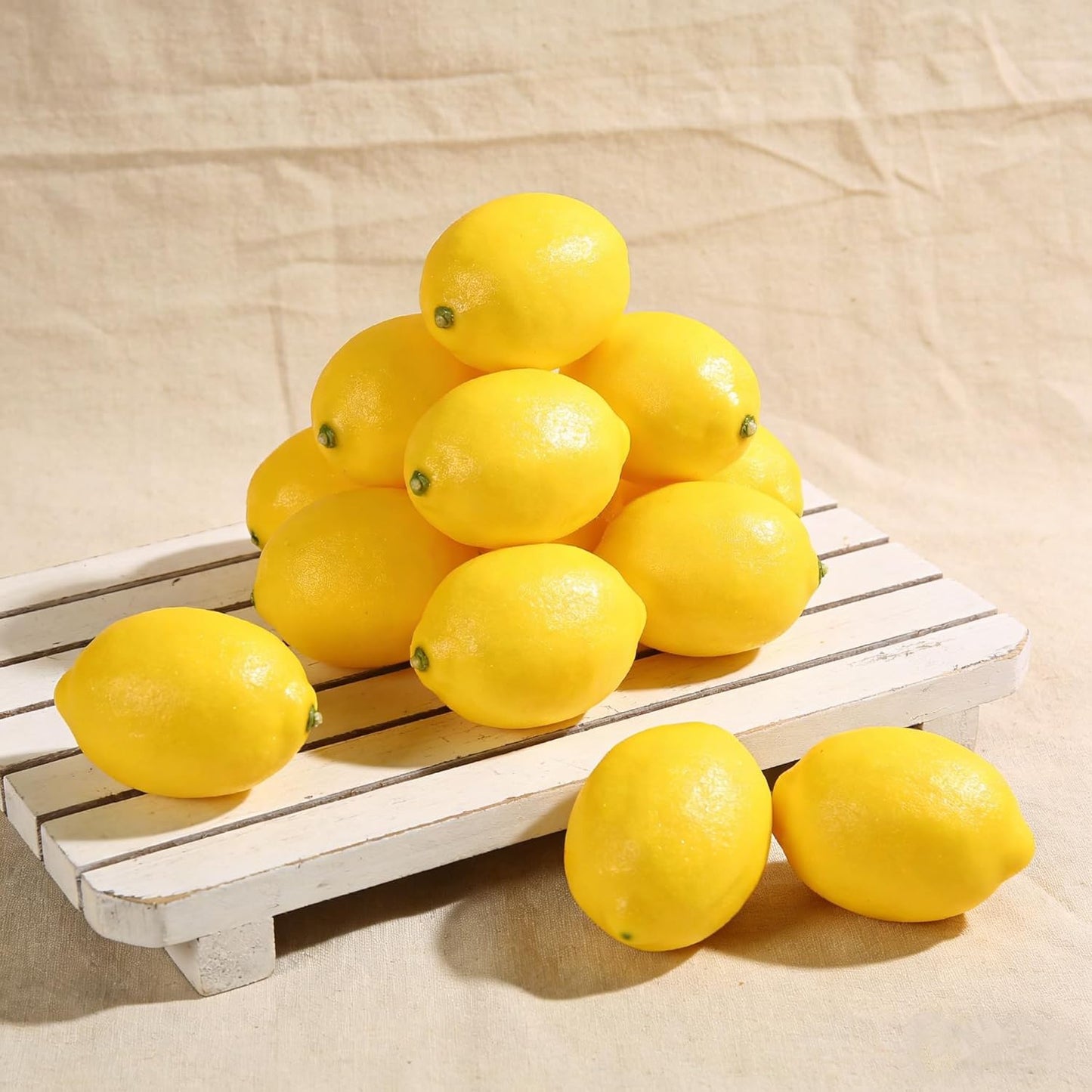 9PCS Artificial Lemon, Realistic Fake Fruit Lemon Ornaments, Summer Fruit Party Photography Teaching Props for Home Kitchen Table（Yellow）