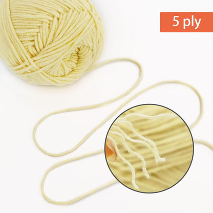 3 Skeins Soft 5Ply Cotton Blend Yarn 720yds/10.6oz - Light Yellow | Crochet & Knit, DIY Project Starter Kit，Handbag，Sun Hat，Shoes， Shopper Bag