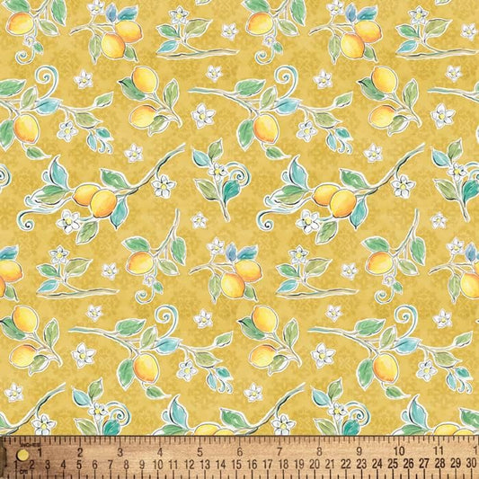 Mediterranean Lemons Cotton Fabric By the Yard