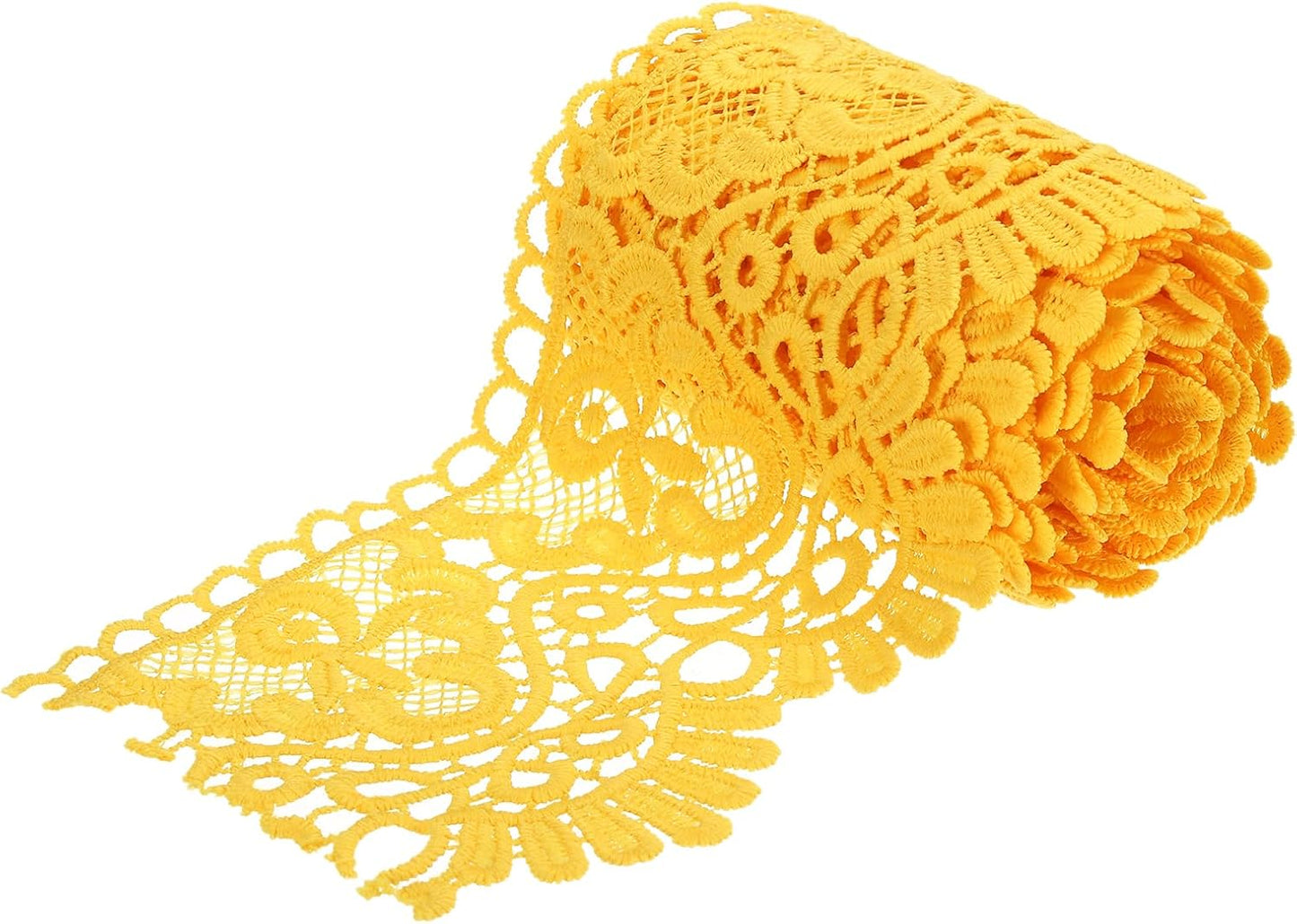 4 Inch Wide 3 Yard Lace Ribbon Floral Pattern Light Yellow Lace Trim Ribbon for Sewing Making DIY Crafts Gift Wrapping Wedding Decor