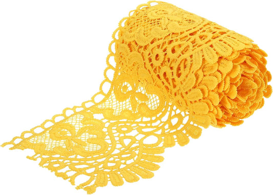 4 Inch Wide 3 Yard Lace Ribbon Floral Pattern Light Yellow Lace Trim Ribbon for Sewing Making DIY Crafts Gift Wrapping Wedding Decor