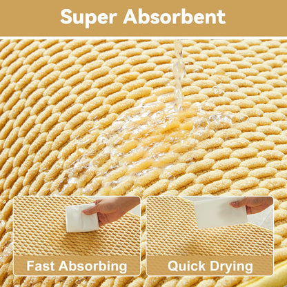 Bathroom Rugs Non Slip Washable, Super Absorbent Thin Bath Mat Quick Dry Low Pile Bathroom Rug, Yellow 24"x47"