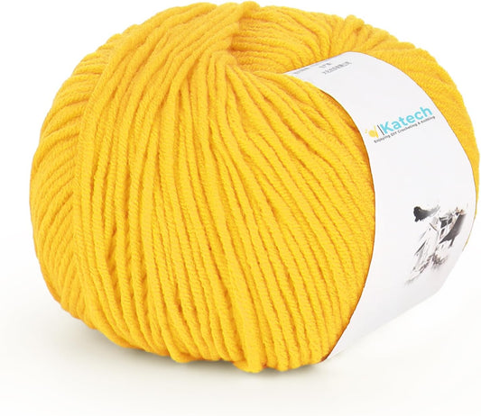 Cotton Acrylic Blend Yarn for Crocheting-Crochet Yarn Set (Yellow | 55% Cotton 45% Acrylic#3 DK (Light)-Super Soft Milk Cotton Yarn-Great Crochet and Knitting Starter Kit for Colorful Craft