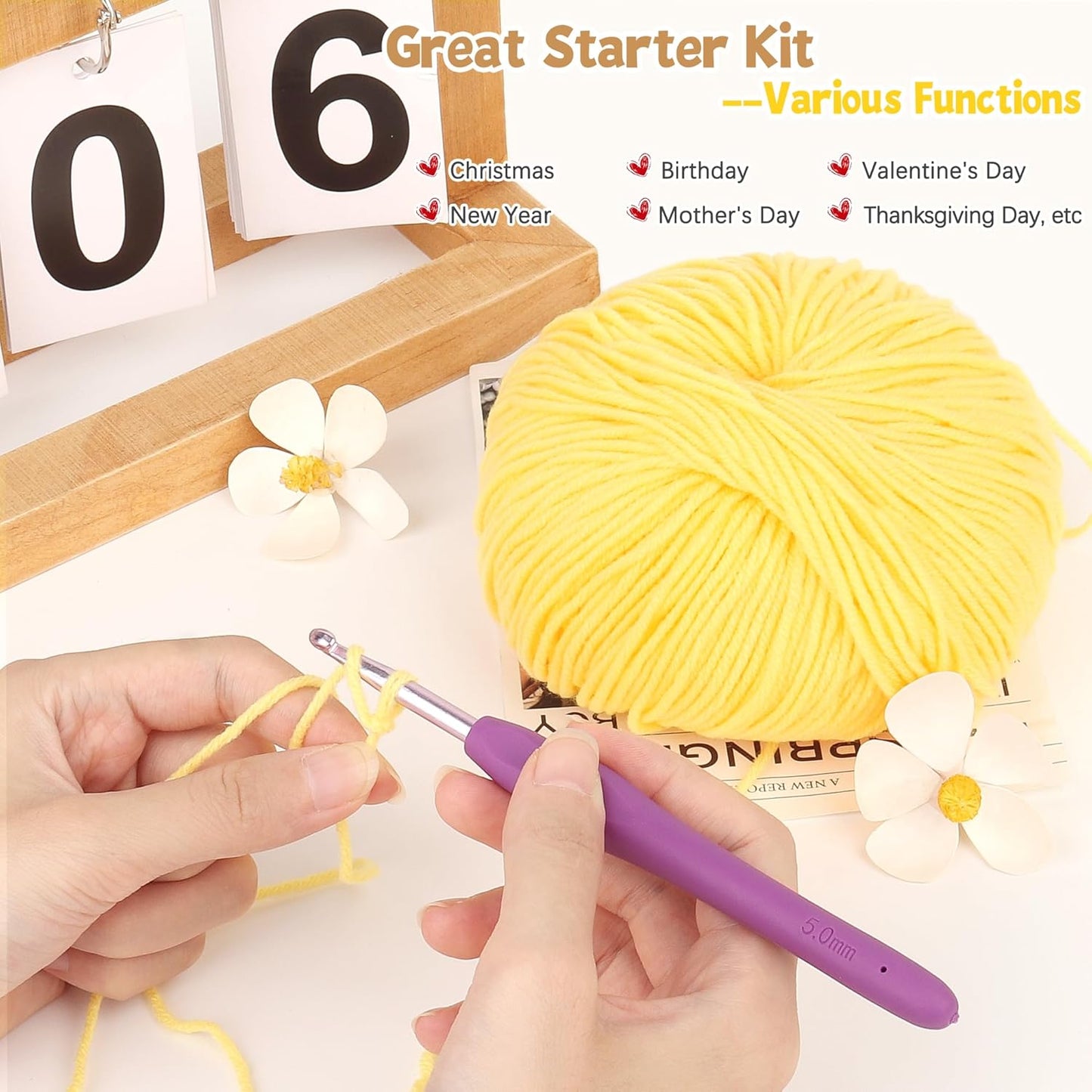 Cotton Acrylic Blend Yarn for Crocheting-Crochet Yarn Set (Yellow | 55% Cotton 45% Acrylic#3 DK (Light)-Super Soft Milk Cotton Yarn-Great Crochet and Knitting Starter Kit for Colorful Craft