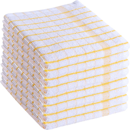 Kitchen Dish Cloths Set of 8 - Ultra Soft, Highly Absorbent, Quick-Drying Terry Cotton Dishcloths 12"x12" Inch Wash & Cleaning Cloths for Kitchen & Dishwashing (Yellow)