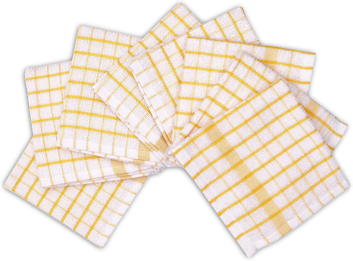 Kitchen Dish Cloths Set of 8 - Ultra Soft, Highly Absorbent, Quick-Drying Terry Cotton Dishcloths 12"x12" Inch Wash & Cleaning Cloths for Kitchen & Dishwashing (Yellow)