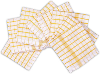 Kitchen Dish Cloths Set of 8 - Ultra Soft, Highly Absorbent, Quick-Drying Terry Cotton Dishcloths 12"x12" Inch Wash & Cleaning Cloths for Kitchen & Dishwashing (Yellow)