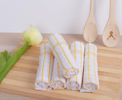 Kitchen Dish Cloths Set of 8 - Ultra Soft, Highly Absorbent, Quick-Drying Terry Cotton Dishcloths 12"x12" Inch Wash & Cleaning Cloths for Kitchen & Dishwashing (Yellow)