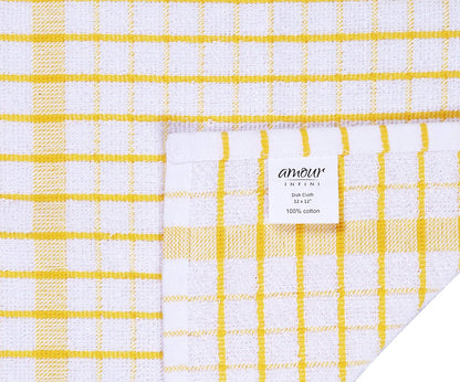Kitchen Dish Cloths Set of 8 - Ultra Soft, Highly Absorbent, Quick-Drying Terry Cotton Dishcloths 12"x12" Inch Wash & Cleaning Cloths for Kitchen & Dishwashing (Yellow)