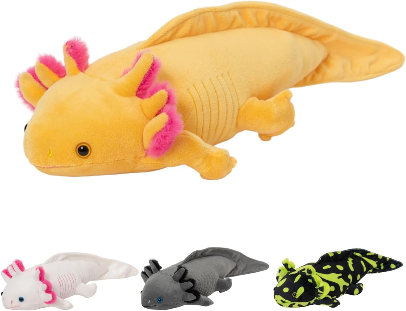 18'' Yellow Axolotl Plush Toy, Lifelike Salamander Stuffed Animal with Pink Gills, Soft Cuddly Plush for Kids, Friends, Birthday Children's Day Home Decor