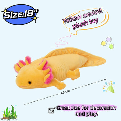 18'' Yellow Axolotl Plush Toy, Lifelike Salamander Stuffed Animal with Pink Gills, Soft Cuddly Plush for Kids, Friends, Birthday Children's Day Home Decor