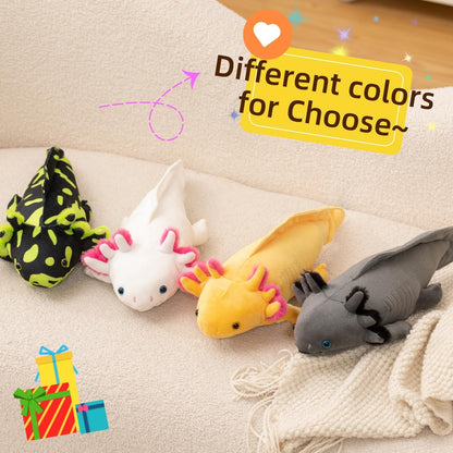 18'' Yellow Axolotl Plush Toy, Lifelike Salamander Stuffed Animal with Pink Gills, Soft Cuddly Plush for Kids, Friends, Birthday Children's Day Home Decor