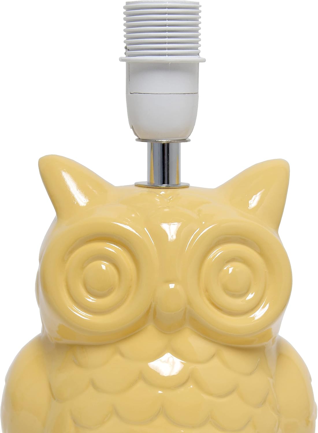 LT1136-DLN 12.8" Contemporary Ceramic Owl Bedside Table Desk Lamp w Matching Fabric Shade for Decor, Bedroom, Nightstand, Living Room, Entryway, Kids' Room, Nursery, Dandelion Yellow