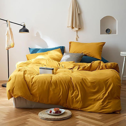 Mustard Yellow Comforter Set Queen Bedding Ginger Yellow Quilts Blanket Comfy Lightweight Cozy Solid Color Comforter Set for Women Men