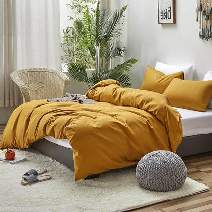 Mustard Yellow Comforter Set Queen Bedding Ginger Yellow Quilts Blanket Comfy Lightweight Cozy Solid Color Comforter Set for Women Men