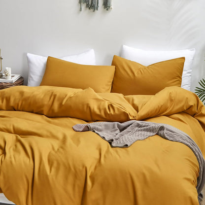 Mustard Yellow Comforter Set Queen Bedding Ginger Yellow Quilts Blanket Comfy Lightweight Cozy Solid Color Comforter Set for Women Men