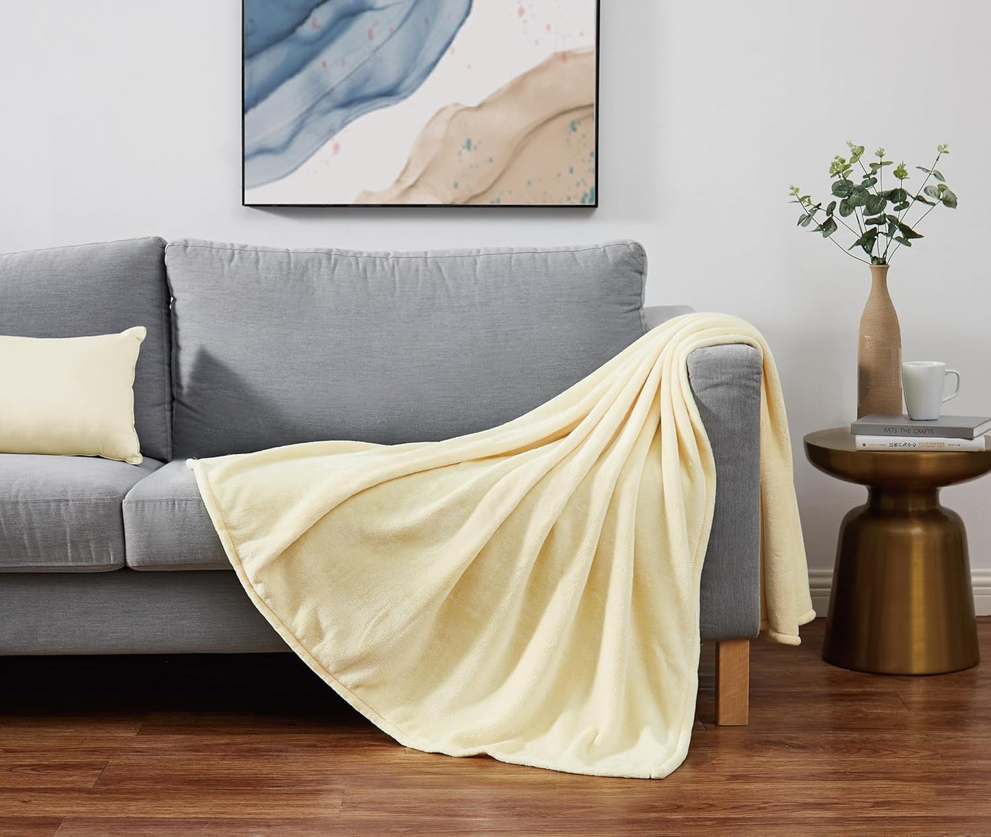 Solid Plush Throws Yellow Polyester 1-Piece 50x60 Throw Blanket, Solid Themed, for Men and Women, Oeko-TEX Certified Confidence