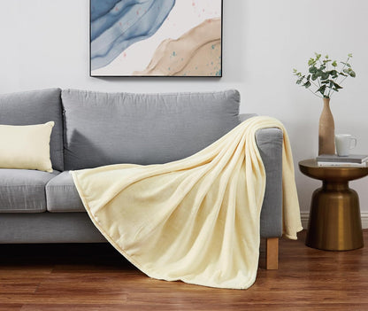 Solid Plush Throws Yellow Polyester 1-Piece 50x60 Throw Blanket, Solid Themed, for Men and Women, Oeko-TEX Certified Confidence