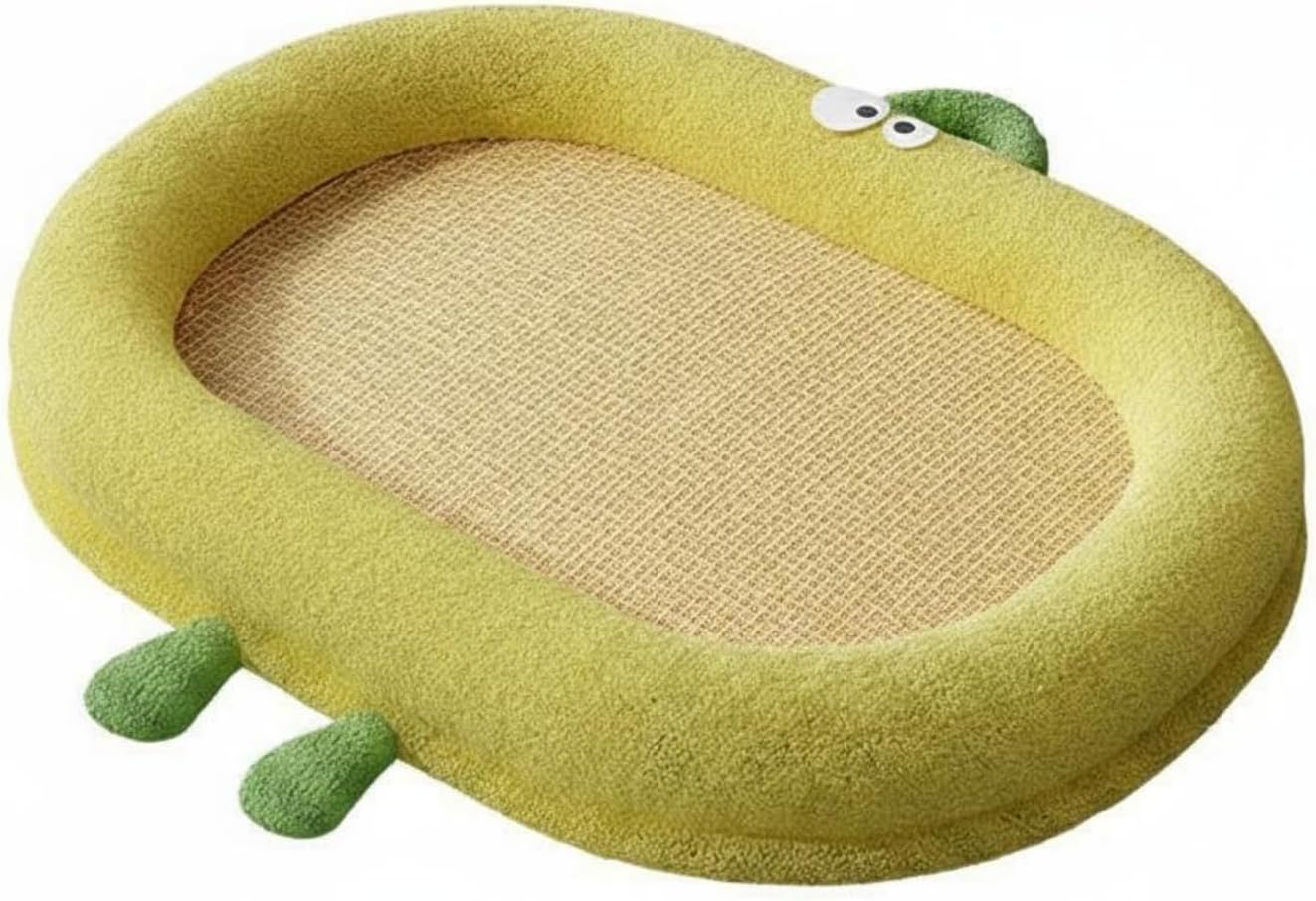 Summer Cooling Bed Breathable Cooling Dog Mat Washable Animal Bedding for Small Dogs, Lemon Yellow, M 50 40cm for Pets Under 10 Catties
