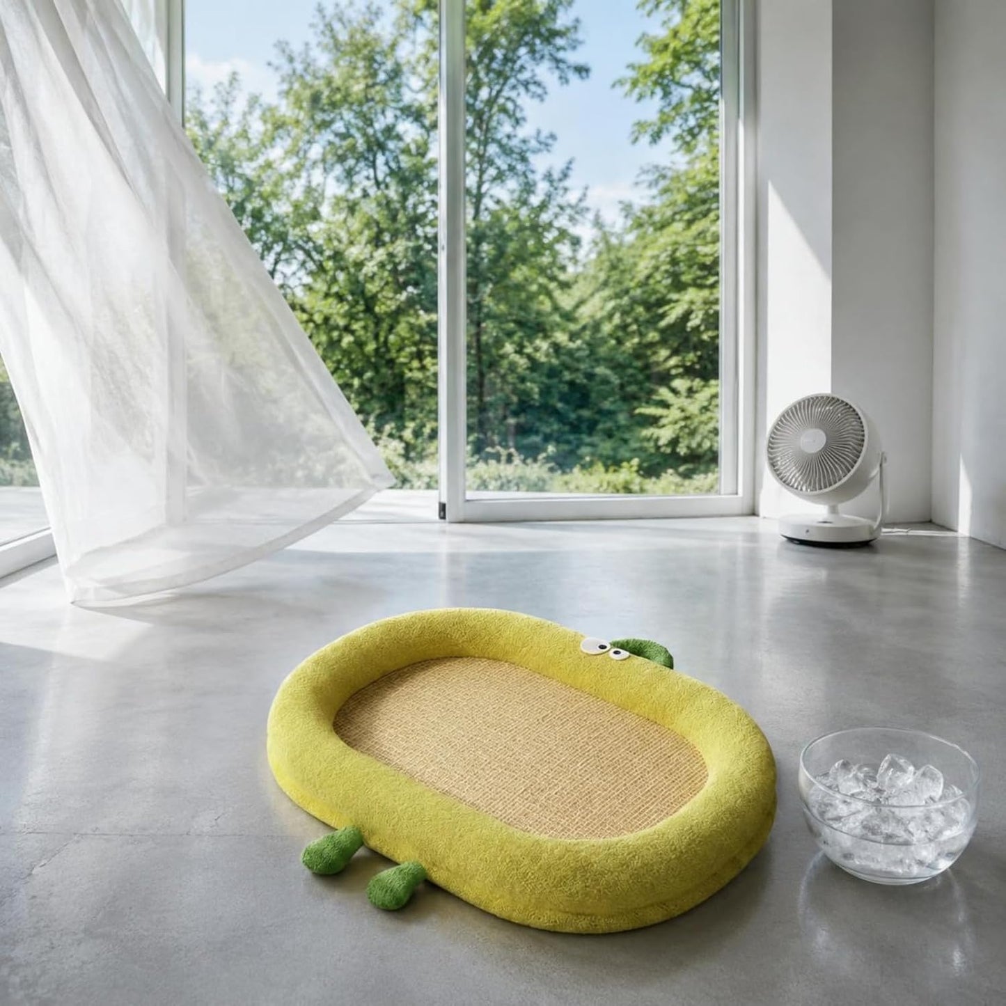 Summer Cooling Bed Breathable Cooling Dog Mat Washable Animal Bedding for Small Dogs, Lemon Yellow, M 50 40cm for Pets Under 10 Catties