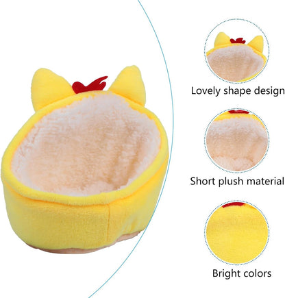 Hamster Plush Nest Bed Small Yellow Chicken Warm Thickened Pet Rest House Soft Fleece Sleeping Bed for Small Animals