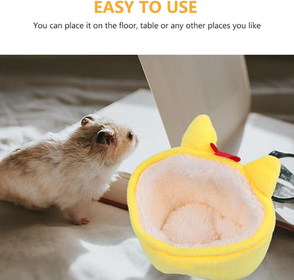 Hamster Plush Nest Bed Small Yellow Chicken Warm Thickened Pet Rest House Soft Fleece Sleeping Bed for Small Animals