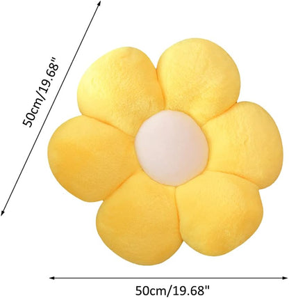 Flower Plush Throw Pillows, Flower Floor Pillow Seating Cushion Toy for Reading, Room, Watching TV (19.7", Yellow-2)