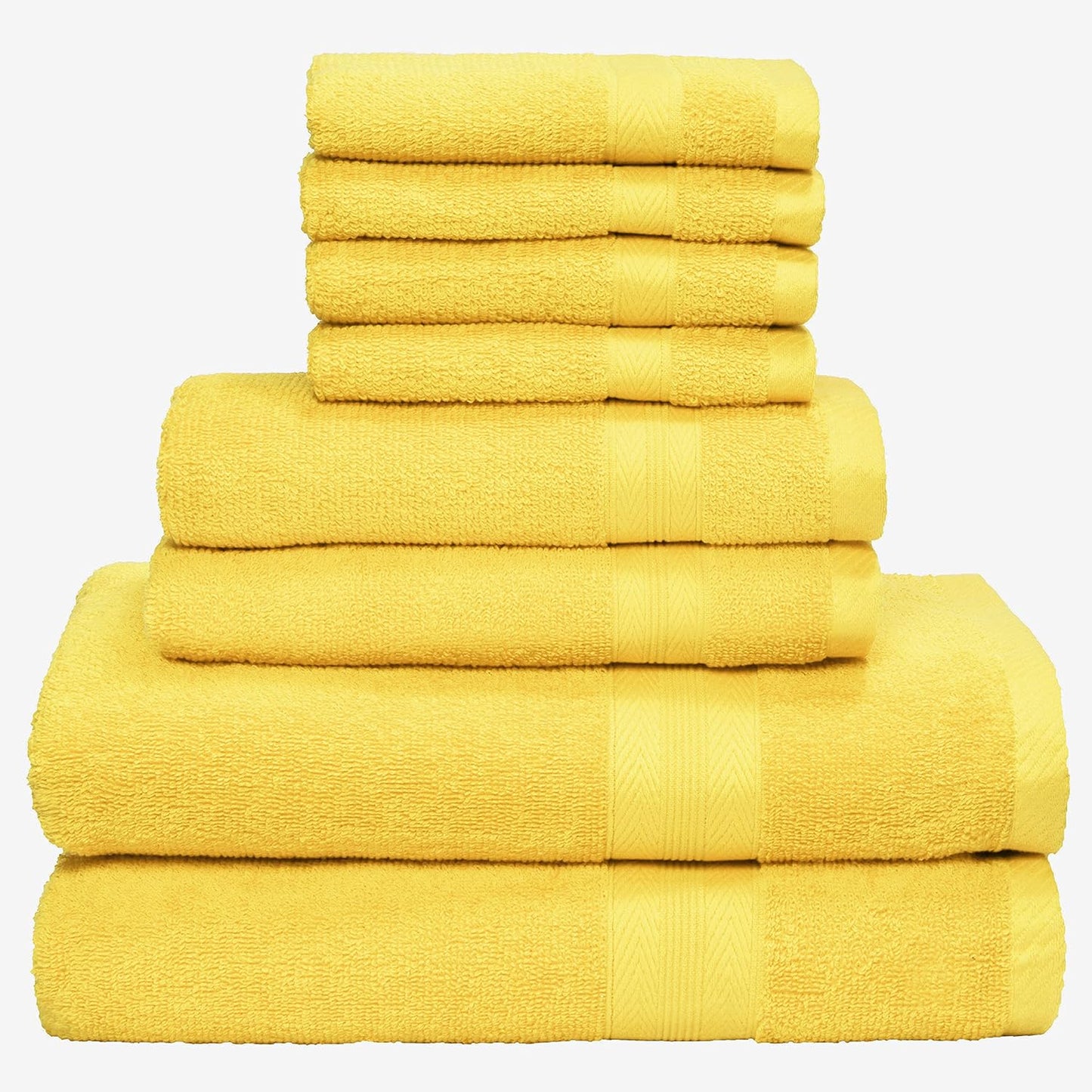 8 Piece Towel Set 100% Ring Spun Cotton, 2 Bath Towels 27X54, 2 Hand Towels 16X28 and 4 Washcloths 13X13 - Ultra Soft Highly Absorbent Machine Washable Hotel Spa Quality - Lime Yellow