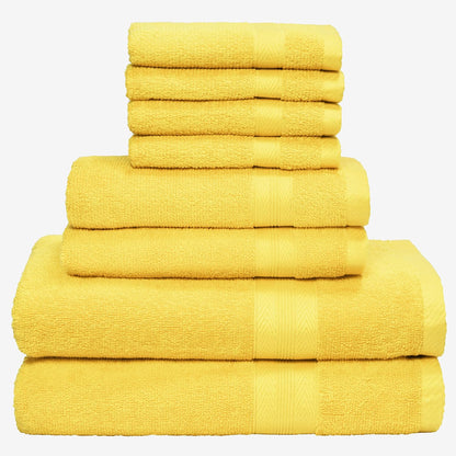 8 Piece Towel Set 100% Ring Spun Cotton, 2 Bath Towels 27X54, 2 Hand Towels 16X28 and 4 Washcloths 13X13 - Ultra Soft Highly Absorbent Machine Washable Hotel Spa Quality - Lime Yellow