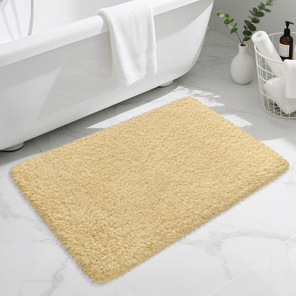 Bathroom Rugs Non Slip 36"x24", Absorbent Bath Mats Quick Dry, Shaggy Microfiber Bath Rugs, Extra Soft Plush, Machine Washable Bath Mats for Bathroom Floor, Tub and Shower, Light Yellow