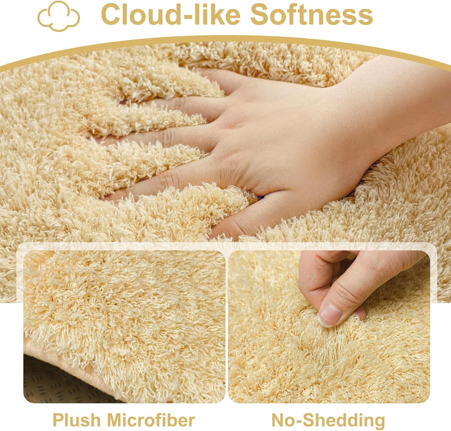 Bathroom Rugs Non Slip 36"x24", Absorbent Bath Mats Quick Dry, Shaggy Microfiber Bath Rugs, Extra Soft Plush, Machine Washable Bath Mats for Bathroom Floor, Tub and Shower, Light Yellow