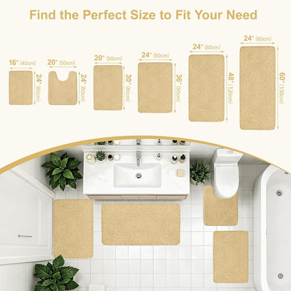 Bathroom Rugs Non Slip 36"x24", Absorbent Bath Mats Quick Dry, Shaggy Microfiber Bath Rugs, Extra Soft Plush, Machine Washable Bath Mats for Bathroom Floor, Tub and Shower, Light Yellow
