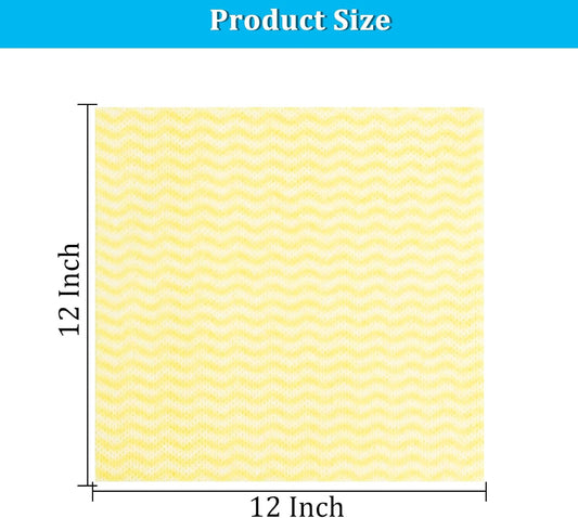 Disposable Dish Cloths for Kitchen, 50 Pack Yellow Cleaning Towels 12"x12" | Heavy Duty Reusable Disposable Kitchen Cleaning Cloths for Kitchen, Bathroom