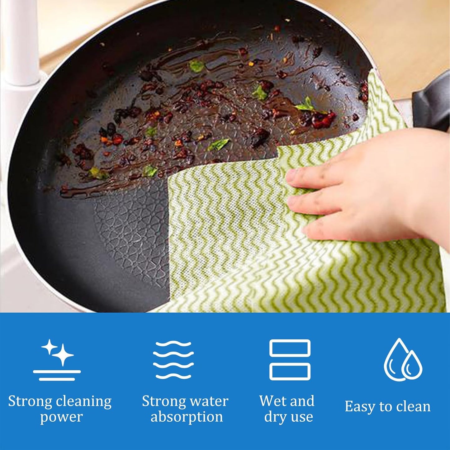 Disposable Dish Cloths for Kitchen, 50 Pack Yellow Cleaning Towels 12"x12" | Heavy Duty Reusable Disposable Kitchen Cleaning Cloths for Kitchen, Bathroom