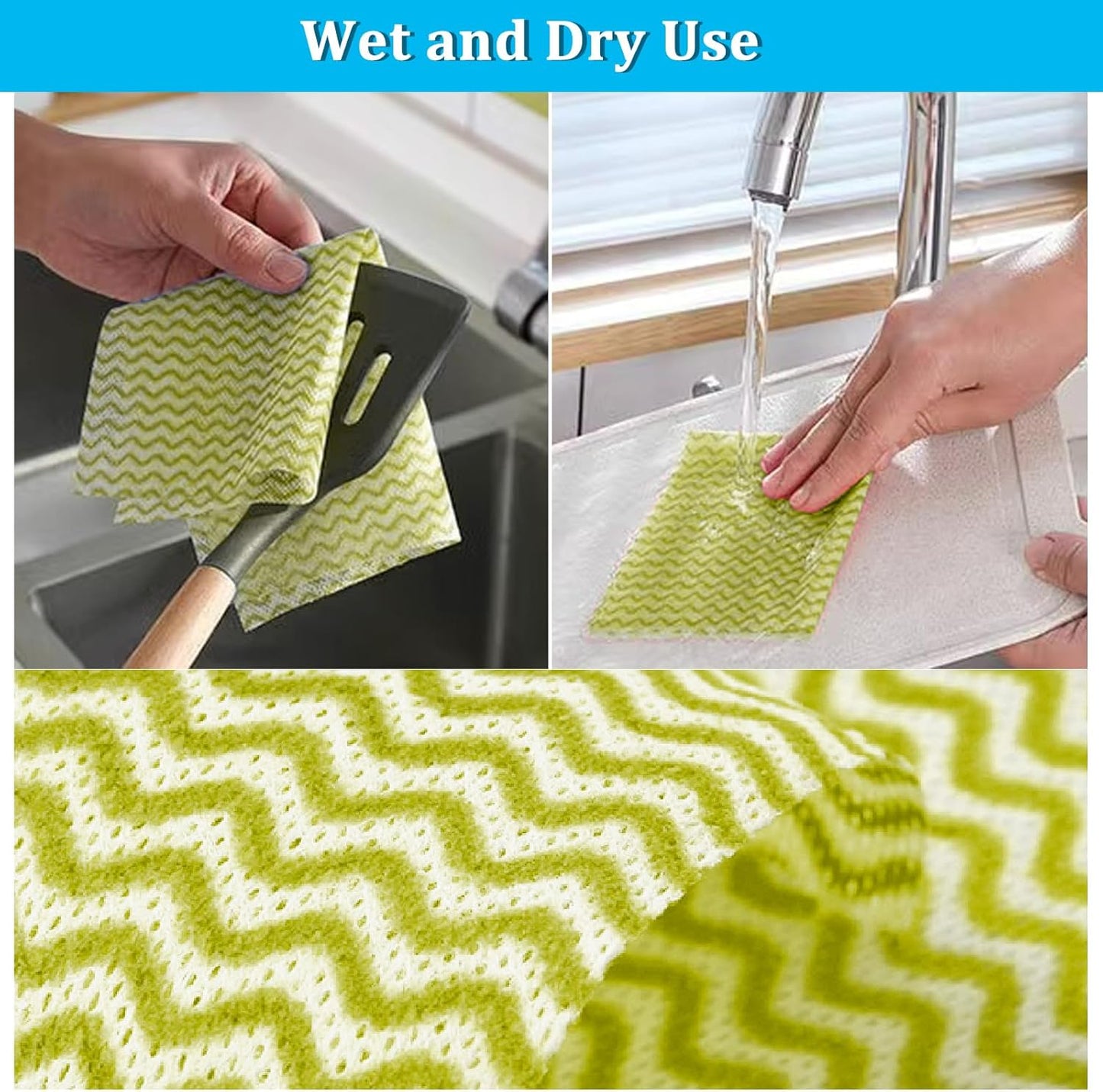 Disposable Dish Cloths for Kitchen, 50 Pack Yellow Cleaning Towels 12"x12" | Heavy Duty Reusable Disposable Kitchen Cleaning Cloths for Kitchen, Bathroom