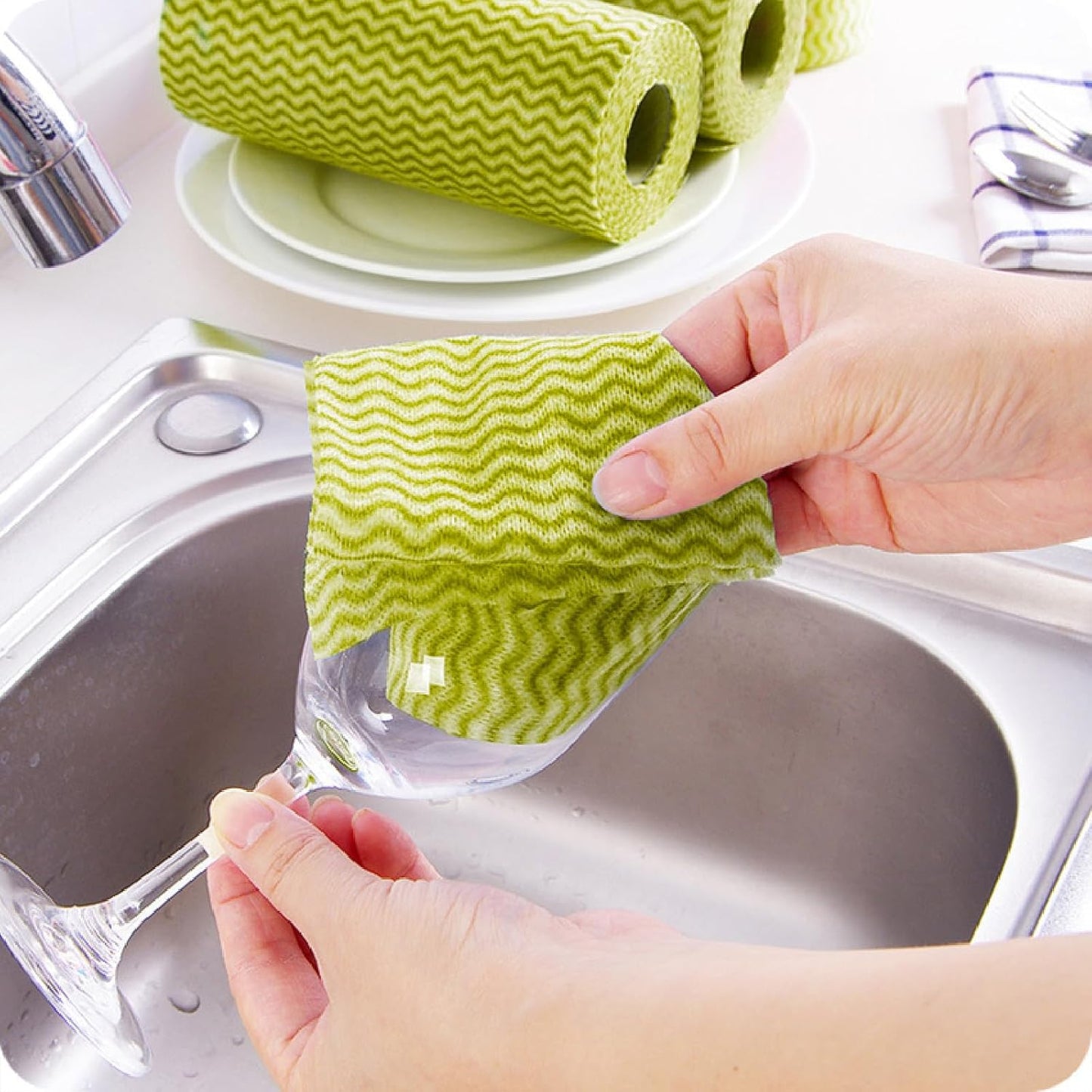 Disposable Dish Cloths for Kitchen, 50 Pack Yellow Cleaning Towels 12"x12" | Heavy Duty Reusable Disposable Kitchen Cleaning Cloths for Kitchen, Bathroom