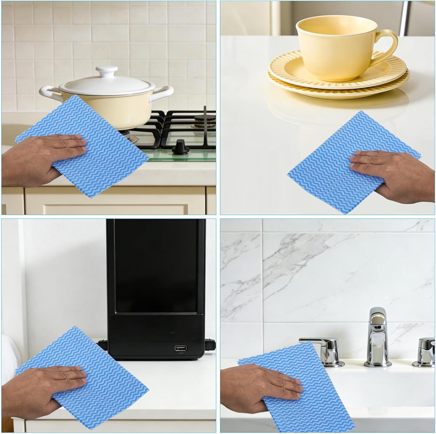 Disposable Dish Cloths for Kitchen, 50 Pack Yellow Cleaning Towels 12"x12" | Heavy Duty Reusable Disposable Kitchen Cleaning Cloths for Kitchen, Bathroom
