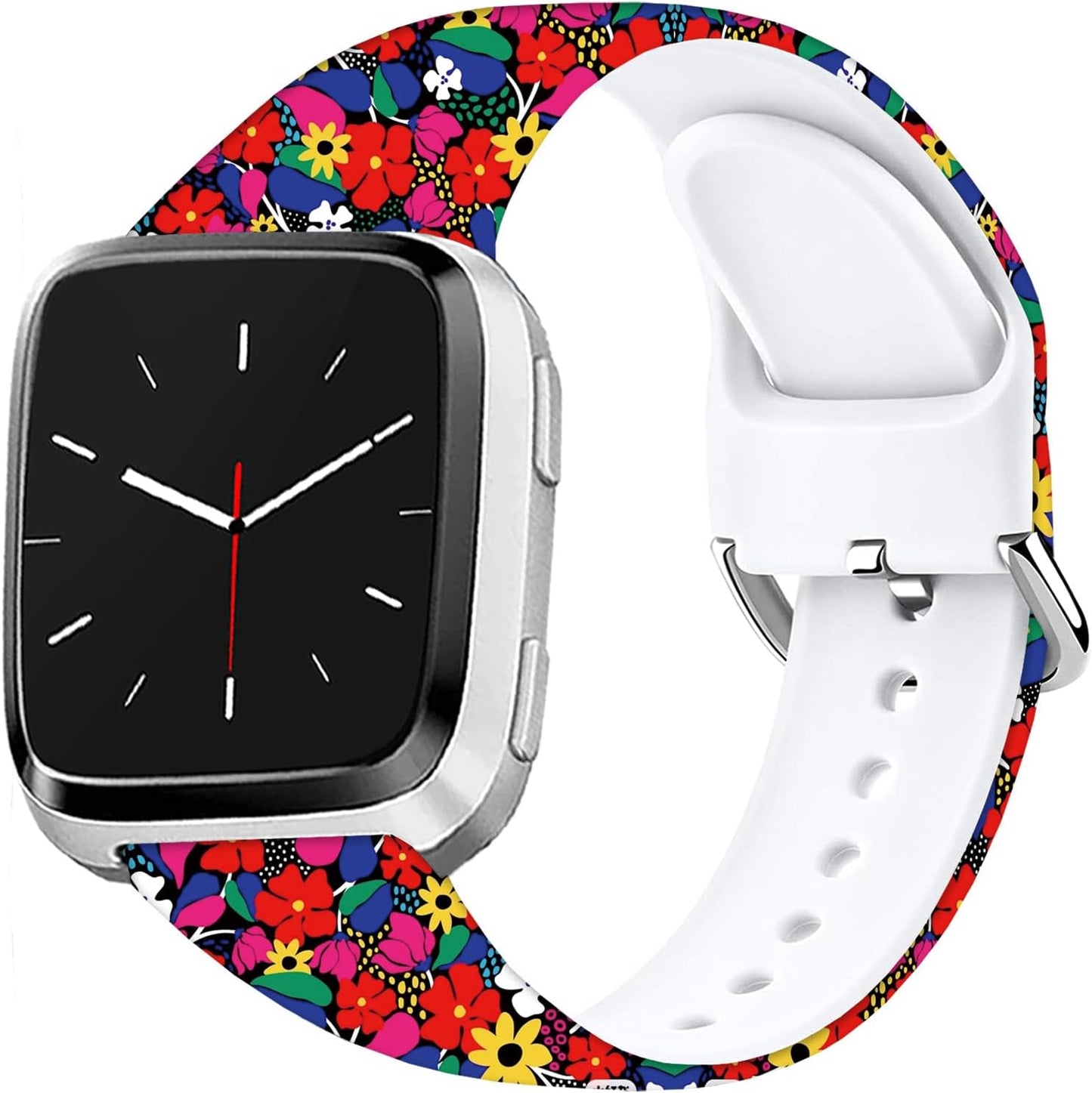 Soft Silicone Watch Bands Compatible with Fitbit Versa 2/Versa/Fitbit Versa Lite/SE Cartoon Band，23mm Cute Floral Pattern Printed Strap Replacement Wristband for Men Women Teens.