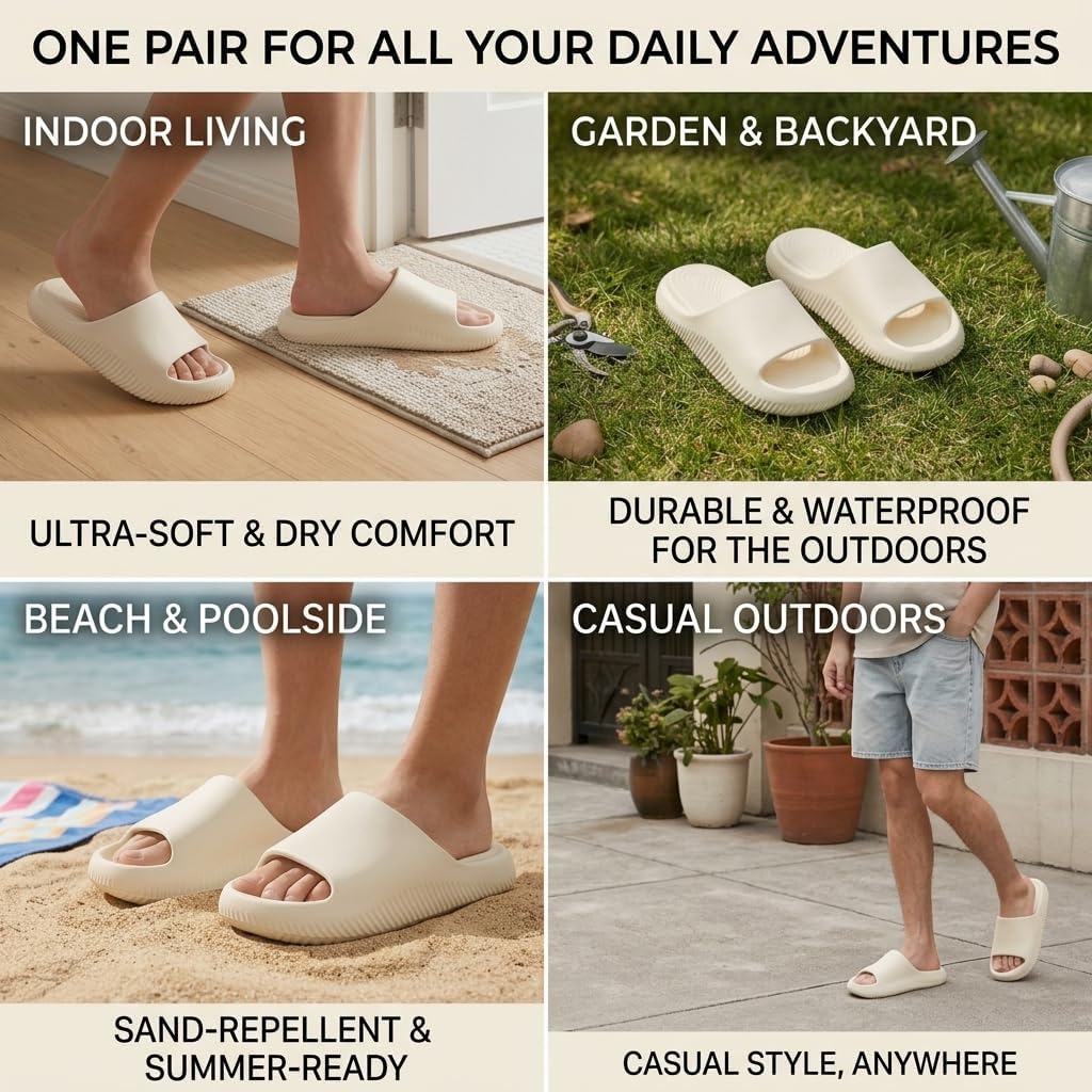 Women Cloud Slides Men Summer Comfort Sandals Shower Shoes 5527