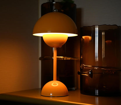 Flower Bud Lamp Cordless Mushroom Touch Table Lamp, Yellow | Modern Flowerpot Design, 3 Mode Dimmable, Rechargeable,Desk Lamp