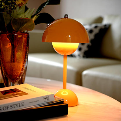 Flower Bud Lamp Cordless Mushroom Touch Table Lamp, Yellow | Modern Flowerpot Design, 3 Mode Dimmable, Rechargeable,Desk Lamp