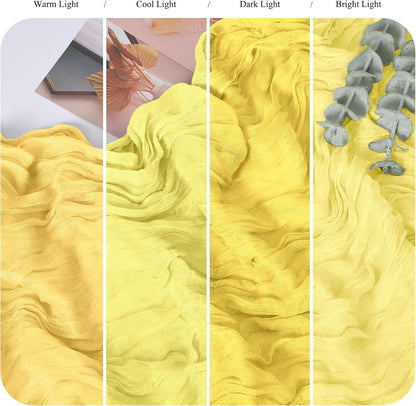8 Pack Light Yellow Cheesecloth Table Runner 10FT Boho Gauze Cheese Cloth Table Runner Rustic Sheer Fabric Table Runners for Wedding Bridal Shower Baby Shower Party(21.5×120 Inch)