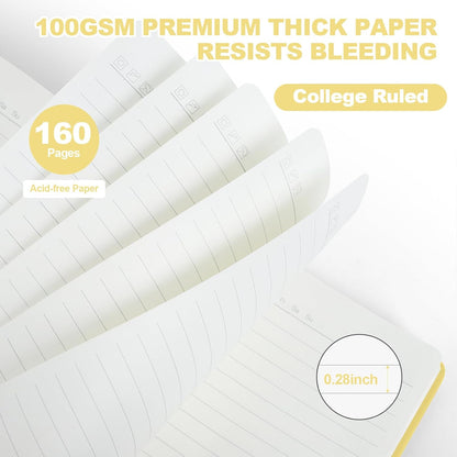 SUQJOY Lined Journal Notebooks for Writing, 100 GSM Thick Paper, 1 Pack Hardcover Notebooks, A5 College Ruled Notebook, Journaling Notebook for School/Travel/Office (Yellow- 1 Pack)