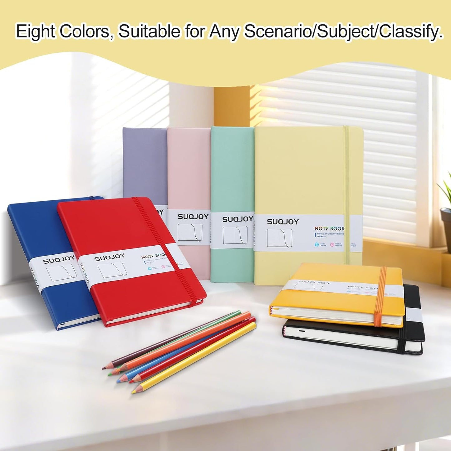 SUQJOY Lined Journal Notebooks for Writing, 100 GSM Thick Paper, 1 Pack Hardcover Notebooks, A5 College Ruled Notebook, Journaling Notebook for School/Travel/Office (Yellow- 1 Pack)