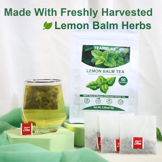 Lemon Balm Tea Bag, 1.5g X 50 Count | Premium Natural Lemon Balm Leaf, Caffeine-free, Non-GMO, Soothing & Mellow, Healthy Tea During Leisure Time & For Relaxation