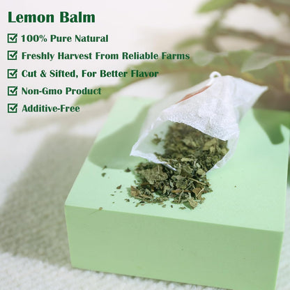 Lemon Balm Tea Bag, 1.5g X 50 Count | Premium Natural Lemon Balm Leaf, Caffeine-free, Non-GMO, Soothing & Mellow, Healthy Tea During Leisure Time & For Relaxation