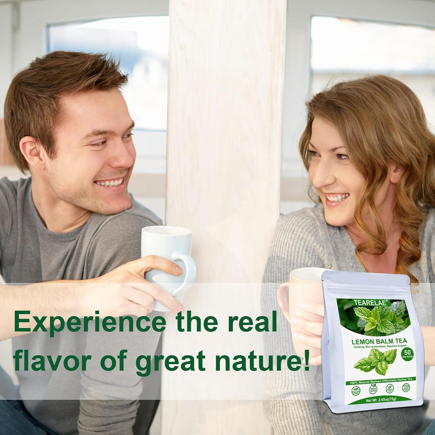 Lemon Balm Tea Bag, 1.5g X 50 Count | Premium Natural Lemon Balm Leaf, Caffeine-free, Non-GMO, Soothing & Mellow, Healthy Tea During Leisure Time & For Relaxation