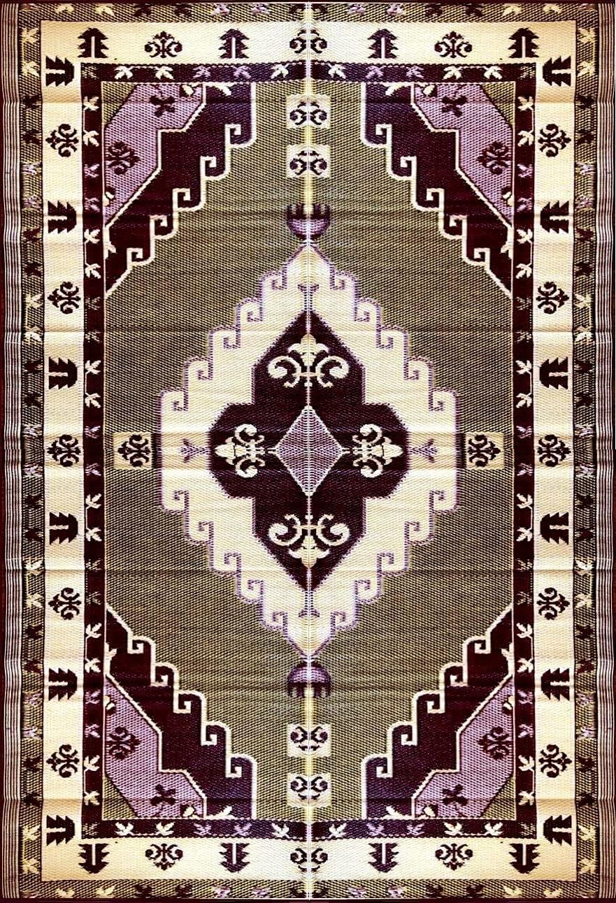 Outdoor Rug - 6x9 Yellow, Chocolate, reversible Recycled Plastic straw Outdoor Patio Rugs Clearance Waterproof Large RV Camper Rug 171